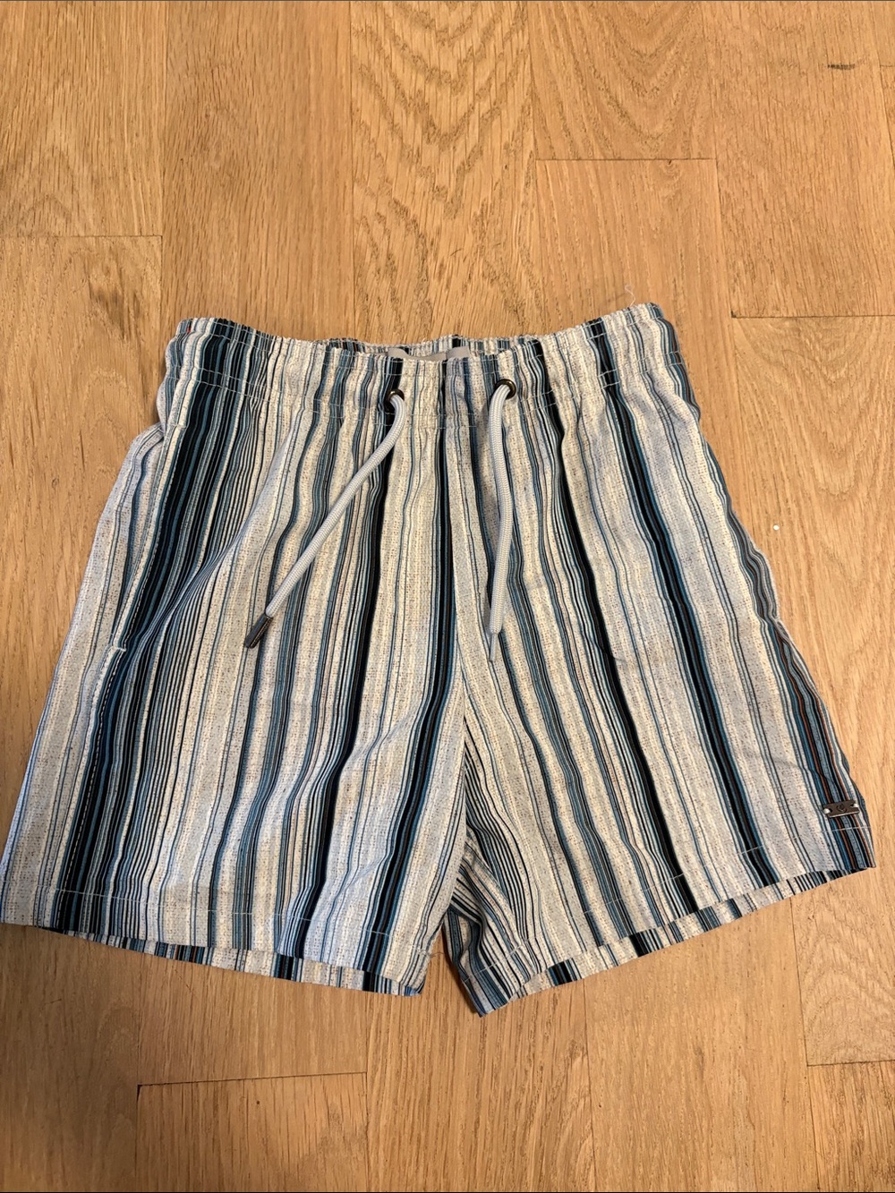 Striped Drawstring swim Shorts - Blue & Cream